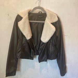 Dark brown fake leather jacket